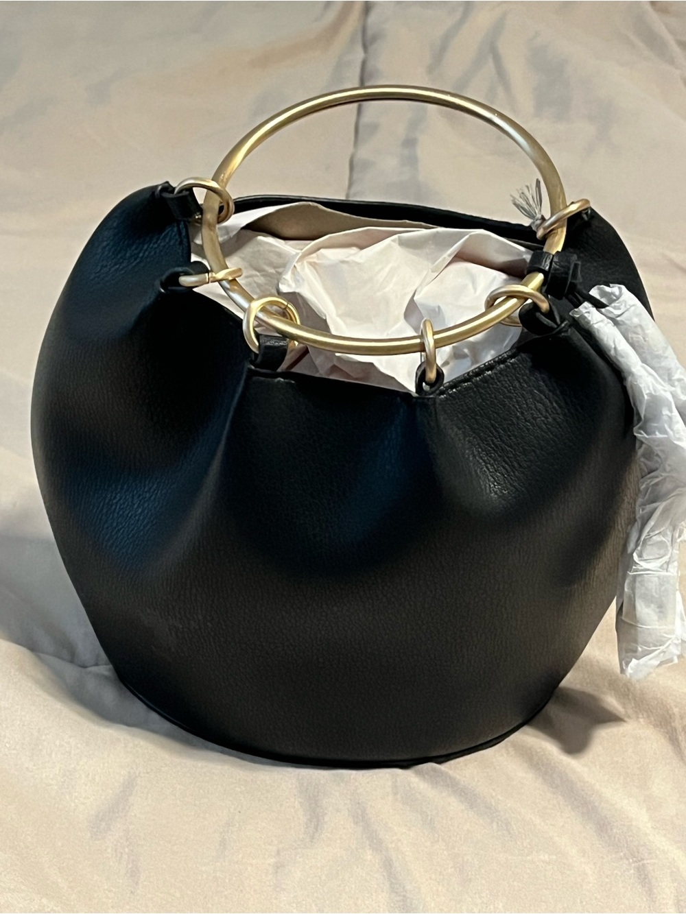 Target Black Shoulder Bag with Gold Ring Handles